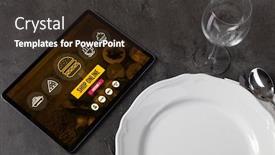  Presentation with online food order - Amazing presentation theme having online fast food order concept on a laid table backdrop and a tawny brown colored foreground