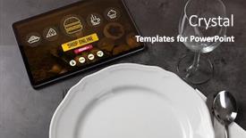  Presentation with online food order - PPT layouts with online-fast-food-order-concept background and a tawny brown colored foreground