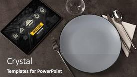  Presentation with online food order - Cool new presentation theme with online-fast-food-order-concept backdrop and a dark gray colored foreground