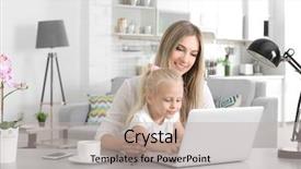  Presentation with busy - Cool new theme with online furniture - busy young woman with her backdrop and a light gray colored foreground