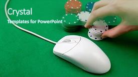  Presentation with online gambling - Beautiful presentation theme featuring online gambling concept - computer mouse hand and casino chips backdrop and a ocean colored foreground