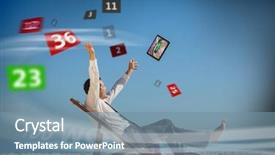  Presentation with holographic - PPT theme having online gaming - businessman sitting on deck chair background and a seafoam green colored foreground