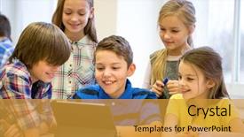  Presentation with fun classroom - Amazing slide deck having fun on break in classroom backdrop and a gold colored foreground