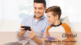  Presentation with smartphones - Amazing presentation theme having smartphones texting message or play backdrop and a coral colored foreground