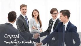  Presentation with shaking hands - Theme consisting of online handshake - business people shaking hands background and a dark gray colored foreground