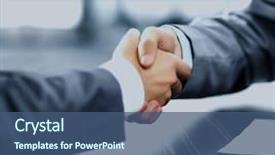  Presentation with shaking hands - Colorful theme enhanced with online handshake - business people shaking hands backdrop and a ocean colored foreground