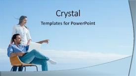  Presentation with ict modern laptop - Presentation consisting of online help - happy young relaxed couple working background and a light blue colored foreground