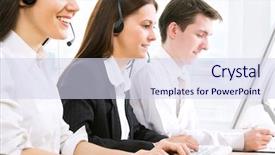  Presentation with telephone - Presentation theme having online help - telephone operators looking background and a sky blue colored foreground