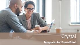  Presentation with professionals - Slides enhanced with online ideas for their business background and a coral colored foreground