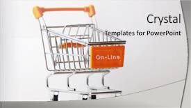  Presentation with shopping trolley - PPT layouts with online immage storese - mini shopping trolley background and a light gray colored foreground