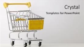 Presentation with shopping trolley - Cool new PPT layouts with online immage storese - mini shopping trolley backdrop and a white colored foreground