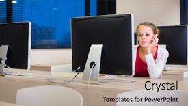  Presentation with online library - Audience pleasing presentation consisting of online immage storese - pretty young female college student backdrop and a mint green colored foreground