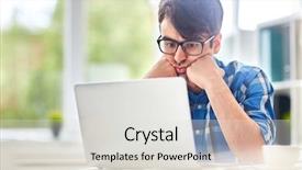  Presentation with thesis - Colorful slide deck enhanced with online information for his thesis backdrop and a light gray colored foreground