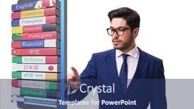  Presentation with language - Cool new presentation theme with online-language-learning-with-businessman backdrop and a ocean colored foreground