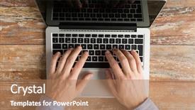  Presentation with technology education - Amazing theme having online learning - business education people and technology backdrop and a coral colored foreground