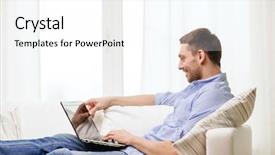  Presentation with technology learning - Beautiful presentation theme featuring online learning - technology home and lifestyle concept backdrop and a white colored foreground