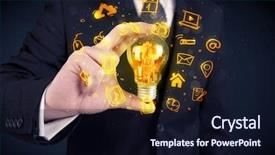  Presentation with bright ideas - Amazing PPT theme having online media and device logo backdrop and a  colored foreground