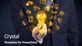  Presentation with bright ideas - Theme consisting of online media and device logo background and a wine colored foreground