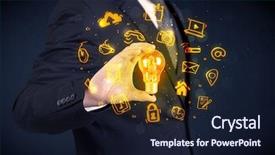  Presentation with bright ideas - Theme enhanced with online media and device logo background and a  colored foreground