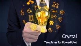  Presentation with bright ideas - Cool new slide set with online media and device logo backdrop and a wine colored foreground