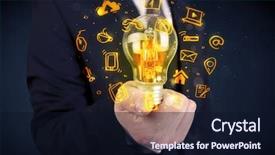  Presentation with bright ideas - Presentation theme consisting of online media and device logo background and a wine colored foreground