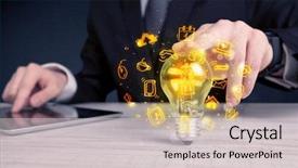  Presentation with bright ideas - Presentation theme consisting of online media and device logo background and a lemonade colored foreground