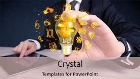  Presentation with bright ideas - Audience pleasing theme consisting of online media and device logo backdrop and a lemonade colored foreground