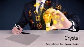  Presentation with bright ideas - Beautiful presentation featuring online media and device logo backdrop and a  colored foreground