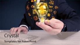  Presentation with bright ideas - Presentation design consisting of online media and device logo background and a  colored foreground