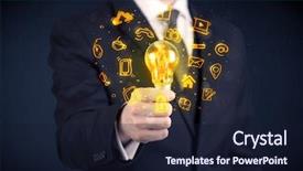  Presentation with bright ideas - Slide set having online media and device logo background and a  colored foreground