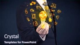  Presentation with bright ideas - Amazing PPT layouts having online media and device logo backdrop and a  colored foreground