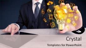  Presentation with bright ideas - PPT theme enhanced with online media and device logo background and a lemonade colored foreground