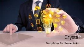  Presentation with bright ideas - Audience pleasing slide deck consisting of online media and device logo backdrop and a  colored foreground