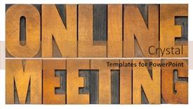  Presentation with online meeting - Beautiful PPT theme featuring online-meeting-isolated-word-abstract backdrop and a gold colored foreground