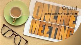  Presentation with online meeting - PPT layouts having online-meeting-word-abstract background and a coral colored foreground