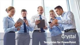  Presentation with team meetings - Beautiful slide set featuring online meetings - business teamwork people and technology backdrop and a gray colored foreground