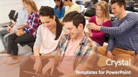  Presentation with education teamwork - Presentation design consisting of online meetings - education high school teamwork background and a  colored foreground