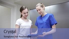  Presentation with health technology - Theme consisting of online meetings - medicine health care technology background and a teal colored foreground