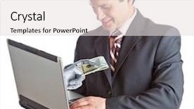  Presentation with money online - Cool new PPT theme with online money isolated backdrop and a sky blue colored foreground