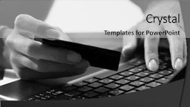  Presentation with online payment - Colorful slides enhanced with business and education concept - friendly young smiling businesswoman with crossed arms backdrop and a gray colored foreground