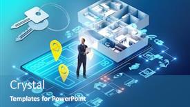  Presentation with online selling - Beautiful presentation theme featuring online-real-estate-selling backdrop and a teal colored foreground