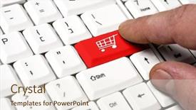  Presentation with supermarket - PPT layouts featuring online retailing - supermarket cart key pressed background and a sky blue colored foreground