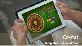  Presentation with roulette - Audience pleasing theme consisting of online roulette game against business backdrop and a violet colored foreground