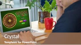  Presentation with roulette - Amazing PPT layouts having online roulette game against business backdrop and a coral colored foreground