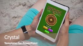  Presentation with roulette - PPT theme enhanced with online roulette game against man background and a coral colored foreground
