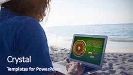  Presentation with roulette - Theme consisting of online roulette game against man background and a navy blue colored foreground