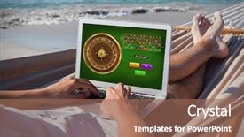  Presentation with roulette - Beautiful presentation theme featuring online roulette game against man backdrop and a violet colored foreground