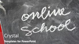 Presentation with school - PPT theme having online-school-is-always-available background and a gray colored foreground