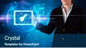  Presentation with data protection - Beautiful presentation design featuring online security and data protection backdrop and a ocean colored foreground