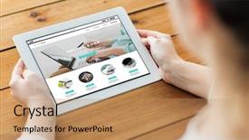  Presentation with web technology - Colorful presentation theme enhanced with online shop web page backdrop and a coral colored foreground